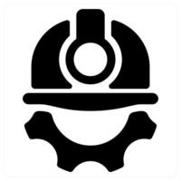 Worker and maintenance icon concept in black filled color vector