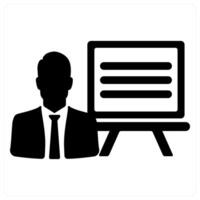Presentation and conference icon concept in black filled color vector