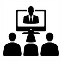 Seminar and conference icon concept in black filled color vector