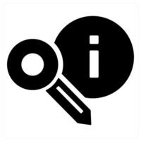 Key Information and key icon concept in black filled color vector