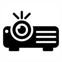 Projector and device icon concept in black filled color vector
