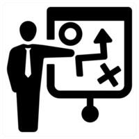 Business Plan and planning icon concept in black filled color vector