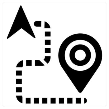 GPS and pointer icon concept in black filled color vector