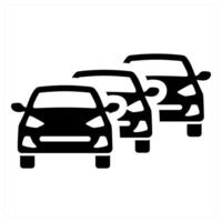 Traffic Jam and car icon concept in black filled color vector