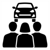 Carpooling and driving icon concept in black filled color vector