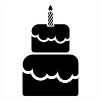 Cake and party icon concept in black filled color vector