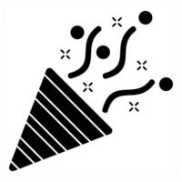 Cracker and celebrate icon concept in black filled color vector