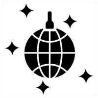 Disco Ball and party icon concept in black filled color vector