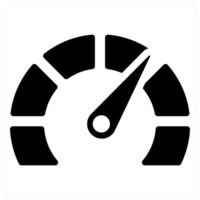 Speedometer and dashboard icon concept in black filled color vector