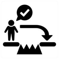 Challenge Accepted and achievement icon concept in black filled color vector