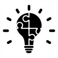 Problem Solving and solution icon concept in black filled color vector