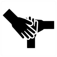 Teamwork and work together icon concept in black filled color vector