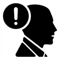 Fear and depression icon concept in black filled color vector