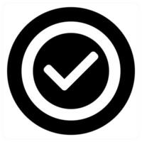 Check and approve icon concept in black filled color vector