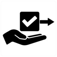 Give Permission and approve icon concept in black filled color vector