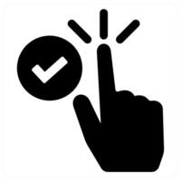 Selected and confirm icon concept in black filled color vector