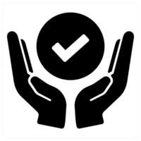 Support and verify icon concept in black filled color vector