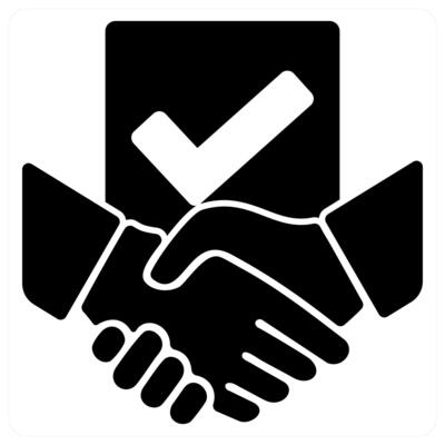 Agreement and deal concept in black filled color