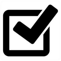 Tick and approve icon concept in black filled color vector
