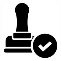 Stamp and paper icon concept in black filled color vector