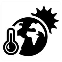 Global Warming and global icon concept in black filled color vector