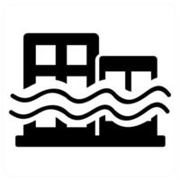 Sea Level Rise icon concept in black filled color vector
