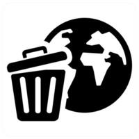 Earth Pollution and pollution icon concept in black filled color vector