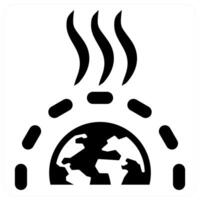 Greenhouse Effect and warming icon concept in black filled color vector