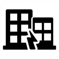 Earthquake and damage icon concept in black filled color vector