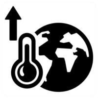 Temperature Increase and environment icon concept in black filled color vector