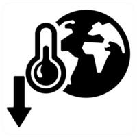 Temperature Decrease and weather icon concept in black filled color vector
