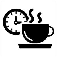 Coffee Break and coffee time icon concept in black filled color vector