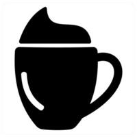 Latte Coffee and latte icon concept in black filled color vector