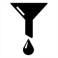 Filter and funnel icon concept in black filled color vector