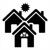 Village and farmhouse icon concept in black filled color vector