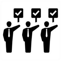 Collective Action and office icon concept in black filled color vector