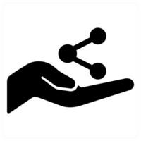 Sharing and help icon concept in black filled color vector