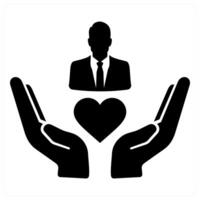 Caring and human icon concept in black filled color vector