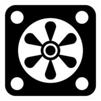 System Fan and system icon concept in black filled color vector