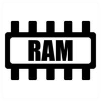 RAM and chip icon concept in black filled color vector