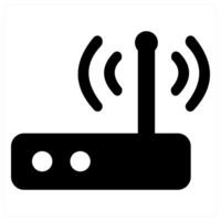 Router and wifi icon concept in black filled color vector