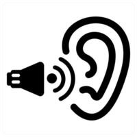 Active Listening and gossip icon concept in black filled color vector