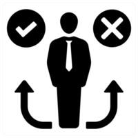 Decision Making and planning icon concept in black filled color vector