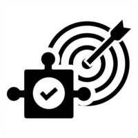 Solution and target icon concept in black filled color vector