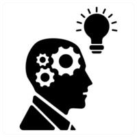 Critical Thinking and creative icon concept in black filled color vector