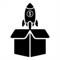 Launch and start up icon concept in black filled color vector