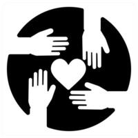 Unity and togetherness icon concept in black filled color vector