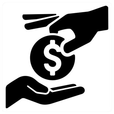 Donate and charity icon concept in black filled color