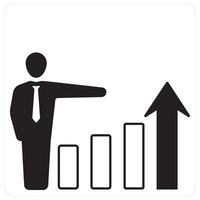 Business Growth and increase icon concept in black filled color vector