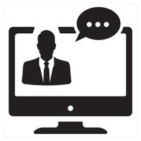 Online conversation and chat icon concept in black filled color vector